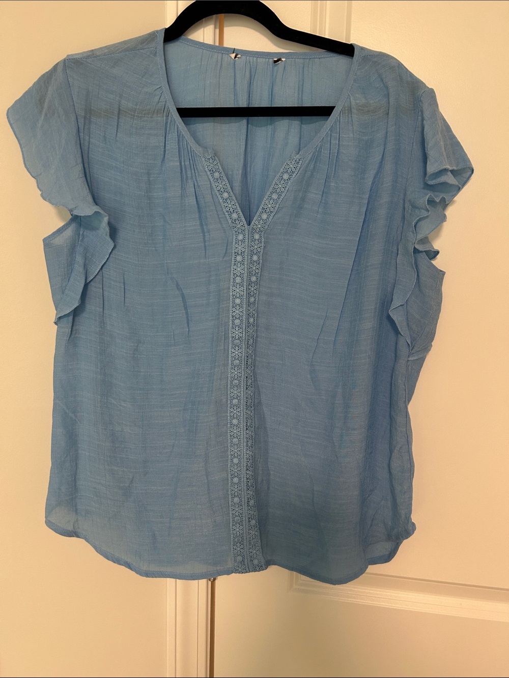 Counterparts Light Blue Ruffle Sleeve Blouse